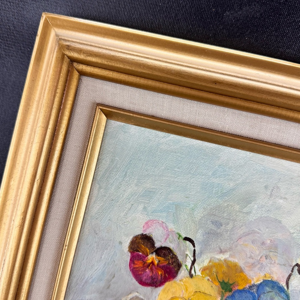 Original Floral Oil Painting Framed 17x13 Artist Unknown - Picture 4 of 5